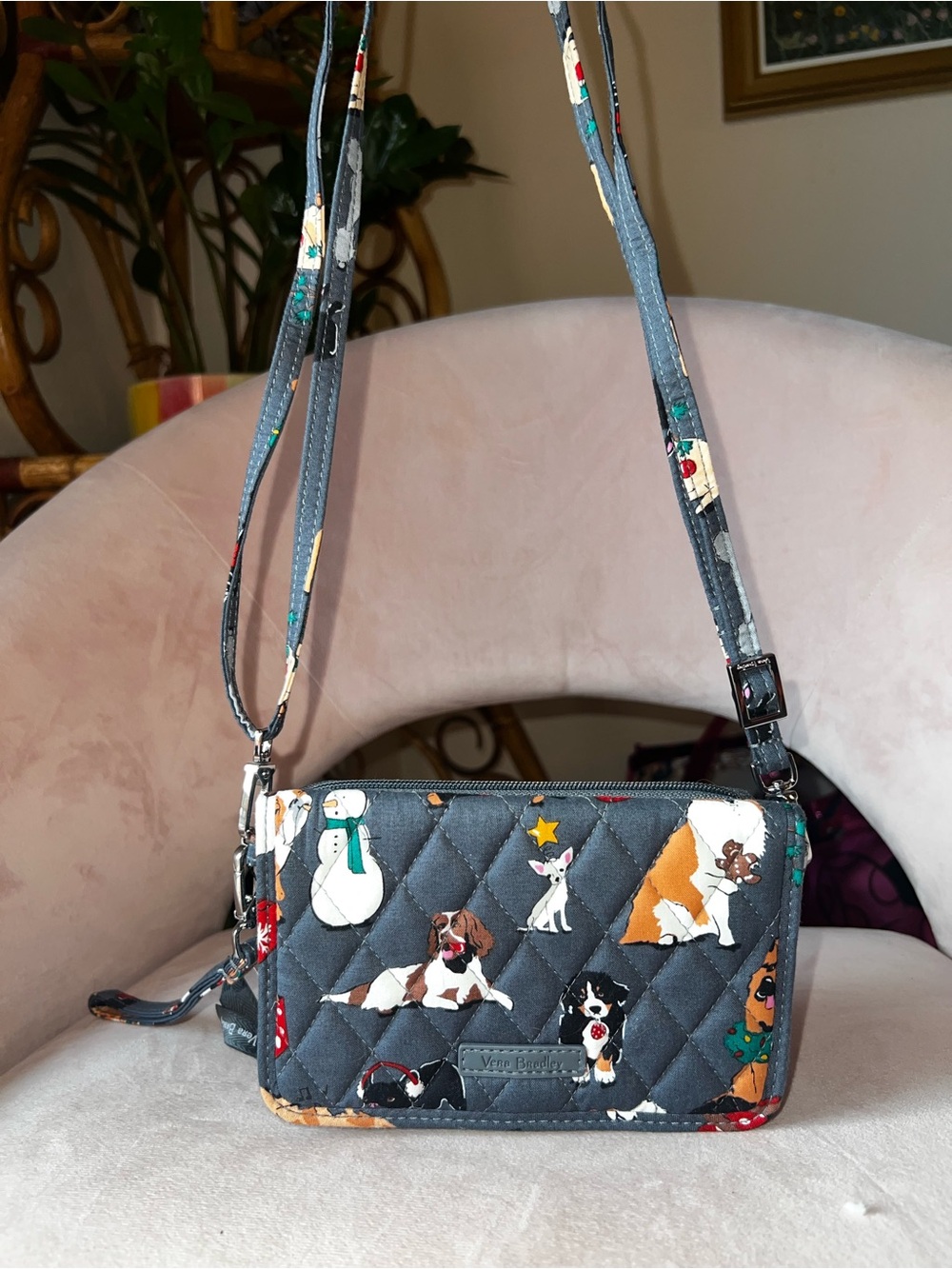 NWT Vera Bradley 3-in-1 Crossbody Holiday Dogs Christmas Purse Wristlet Wallet